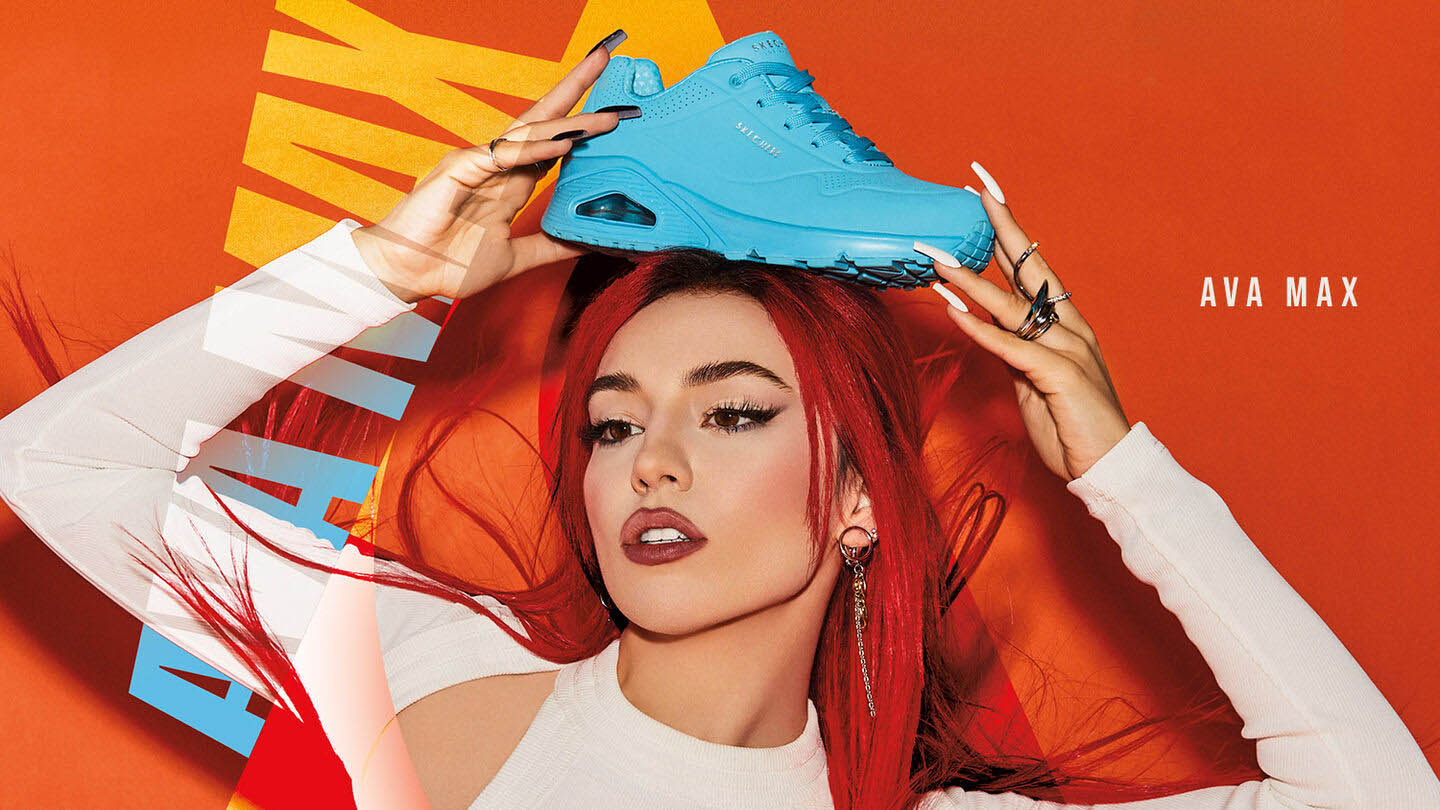Tênis assinados pela superstar Ava Max em collab com a Skechers são lançados no Brasil