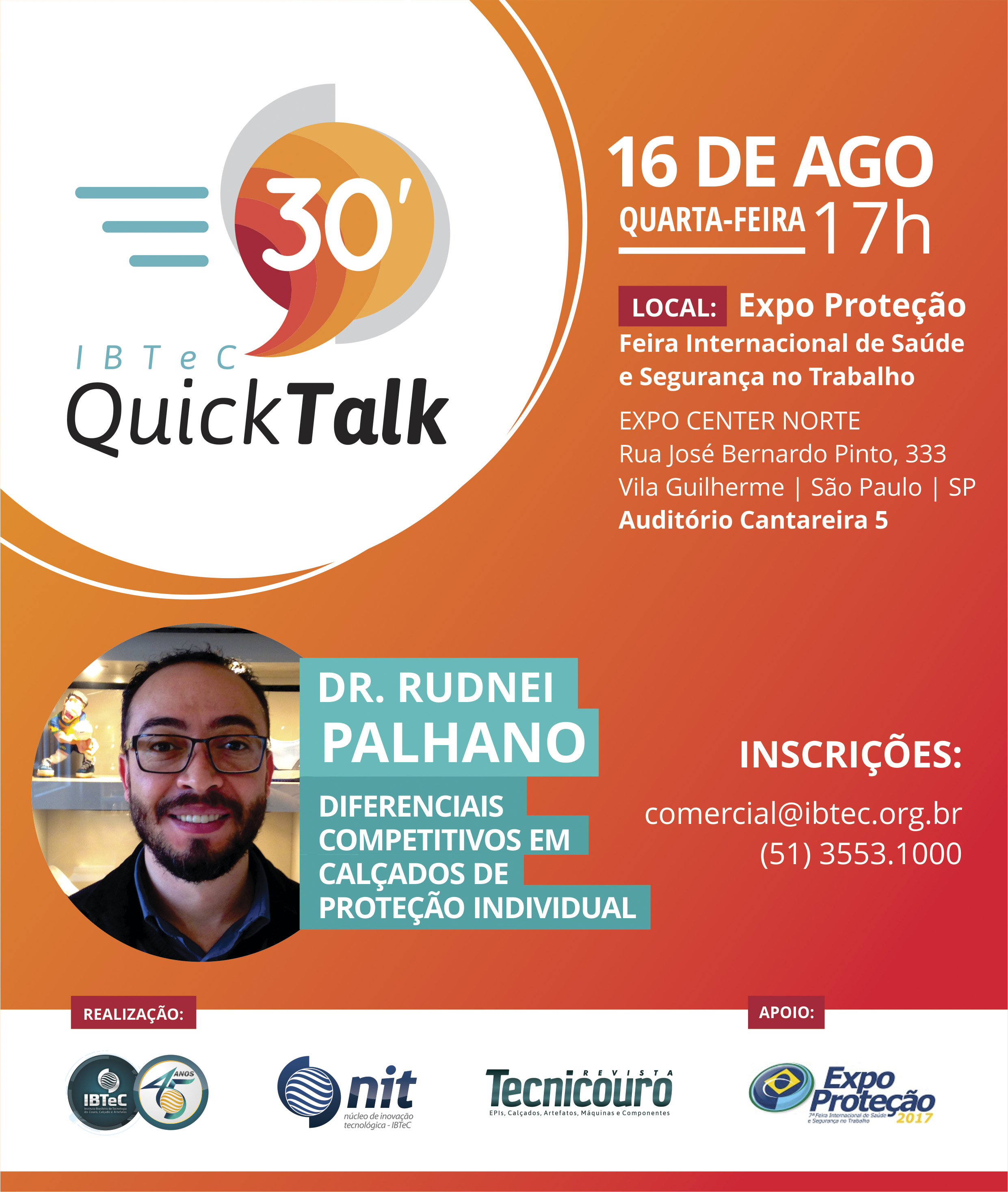 Pesquisador do IBTeC falará em São Paulo sobre conforto em calçados de segurança