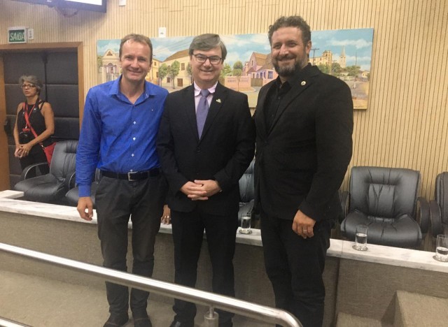 Jorge Stoffel (Presidente do CDL/NH), Paulo Griebeler (Presidente Executivo do IBTeC) e Issur Koch (Deputado Estadual)