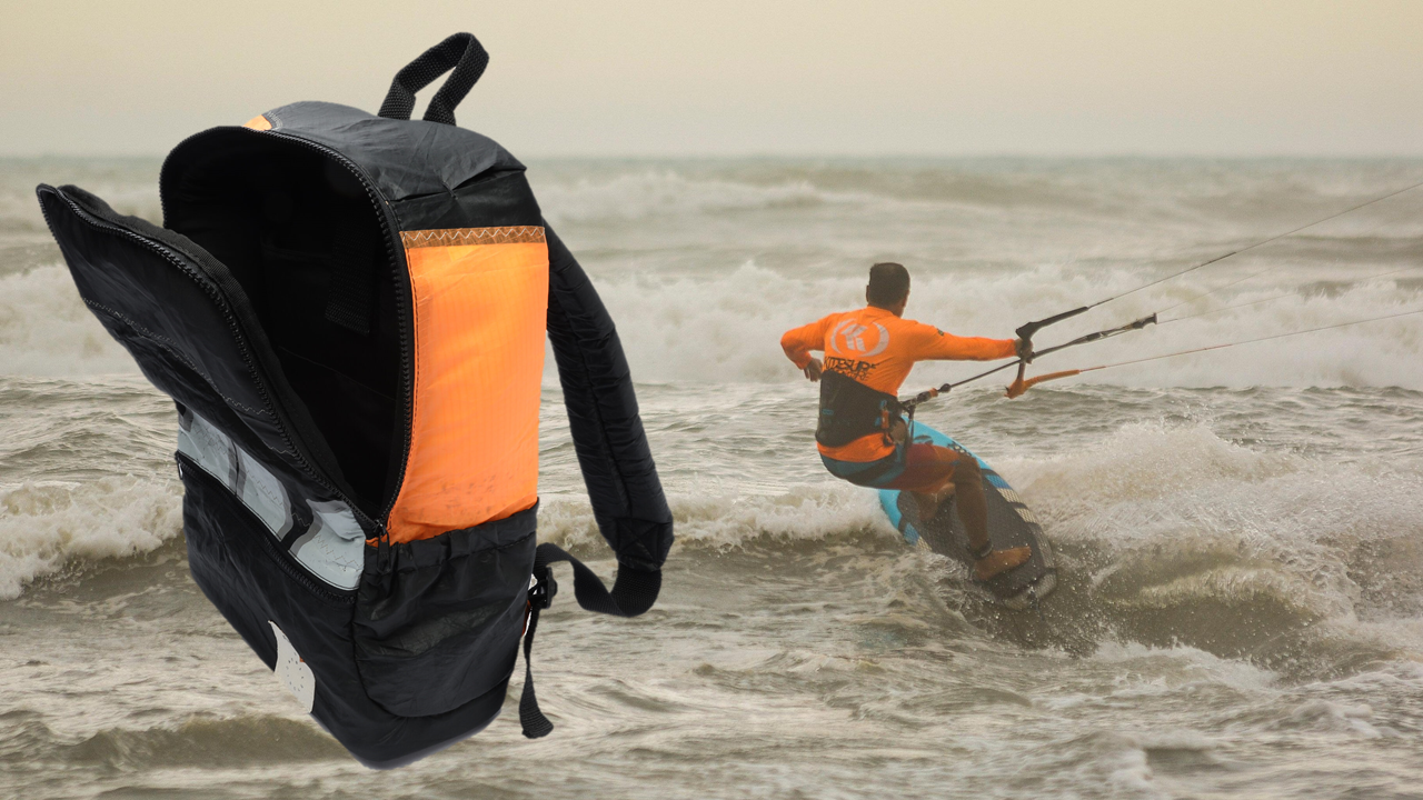 Alme, do Grupo Arezzo&Co. lança mochila feita a partir de pipas antigas de kitesurf