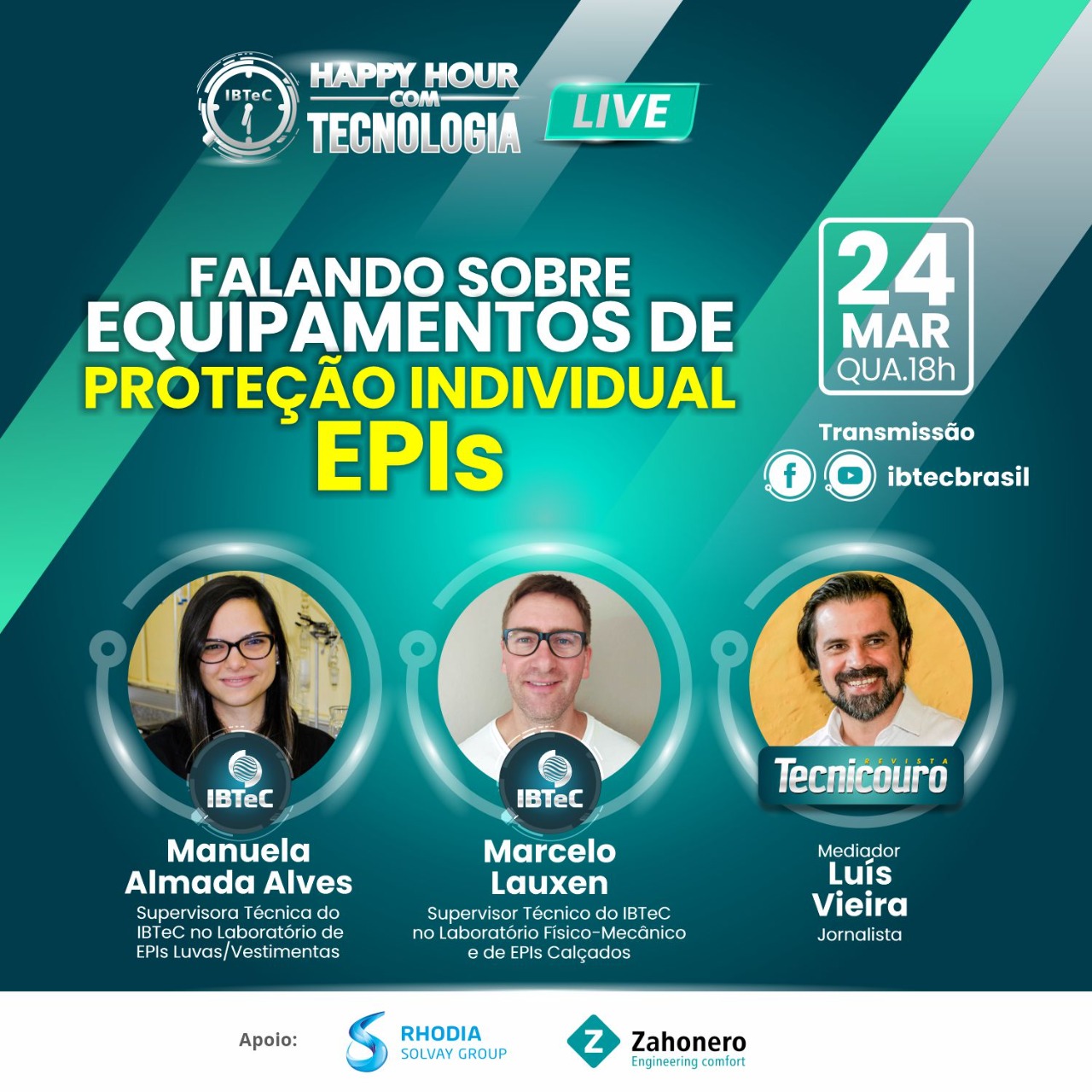 Happy Hour com Tecnologia do IBTeC abordará EPIs, na próxima quarta-feira, 24 de março